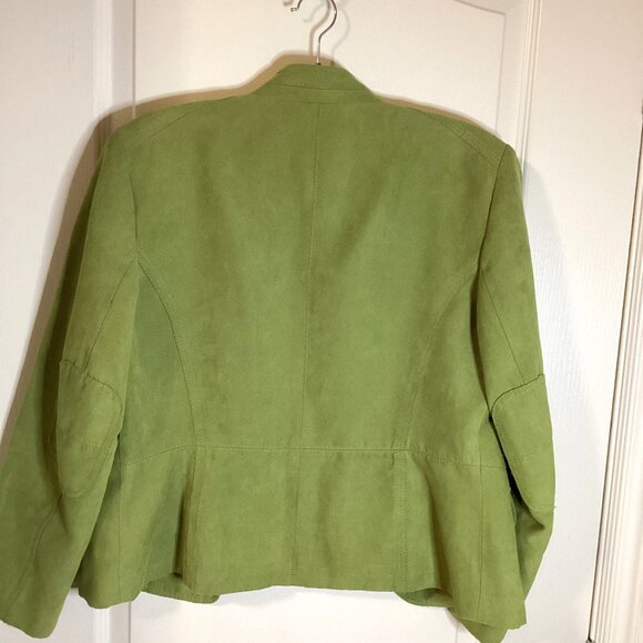 Laura Petites Women's Faux Suede Green Jacket Blazer Size 6 Lined Office Casual - Picture 6 of 9